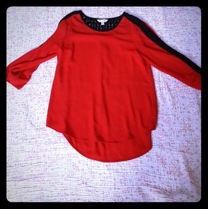Charming Charlie Size Small Silk Red Top